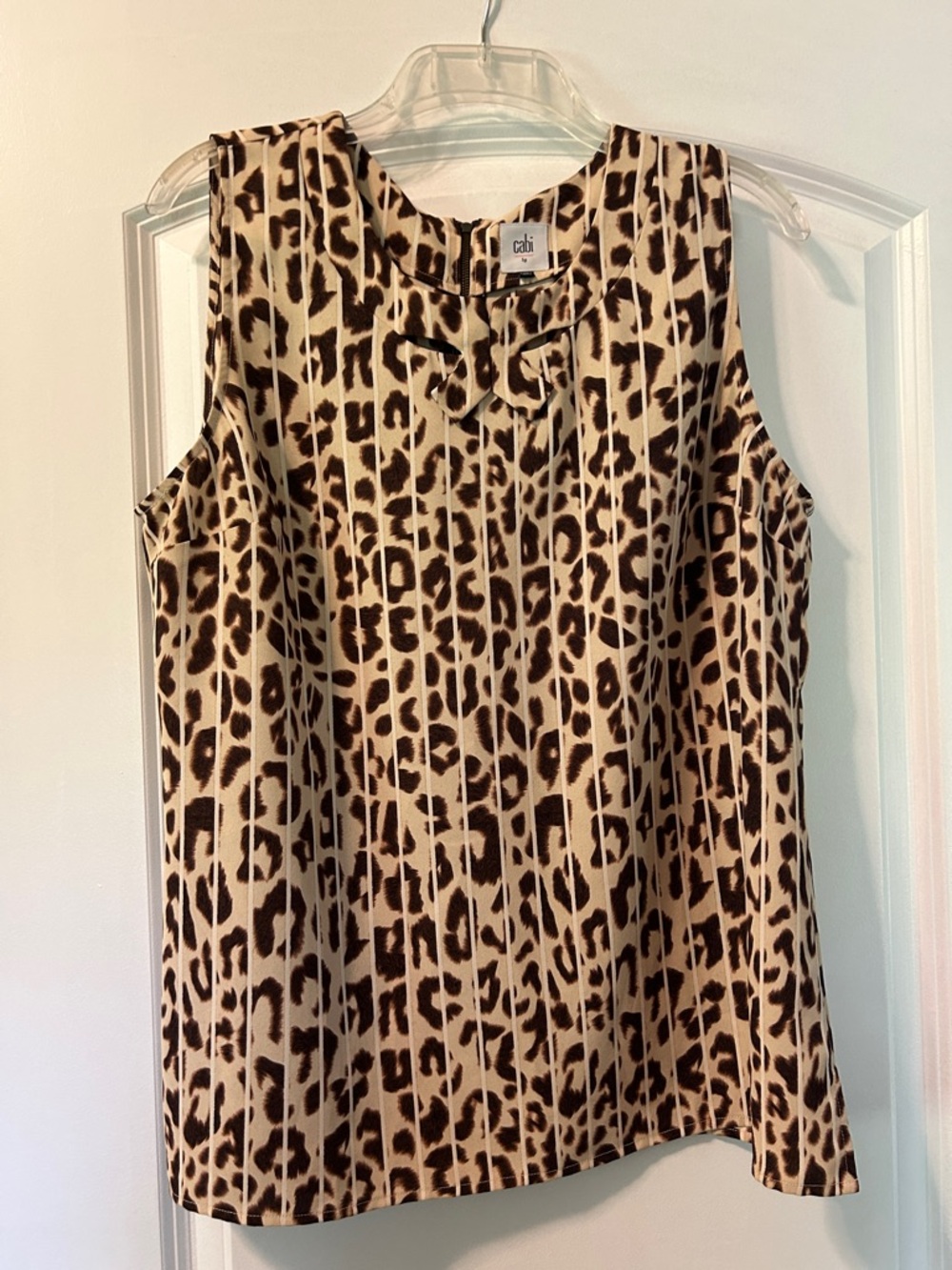 CAbi Leopard Print Sleeveless Shell Top - Cream & Brown